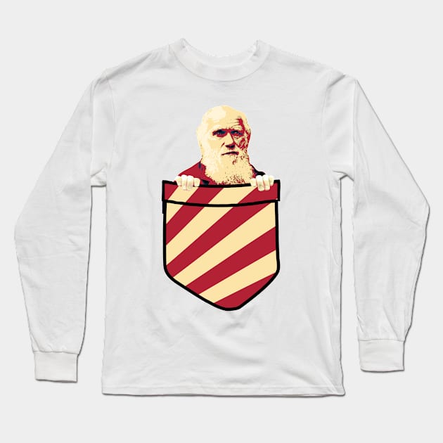 Charles Darwin In My Pocket Long Sleeve T-Shirt by Nerd_art